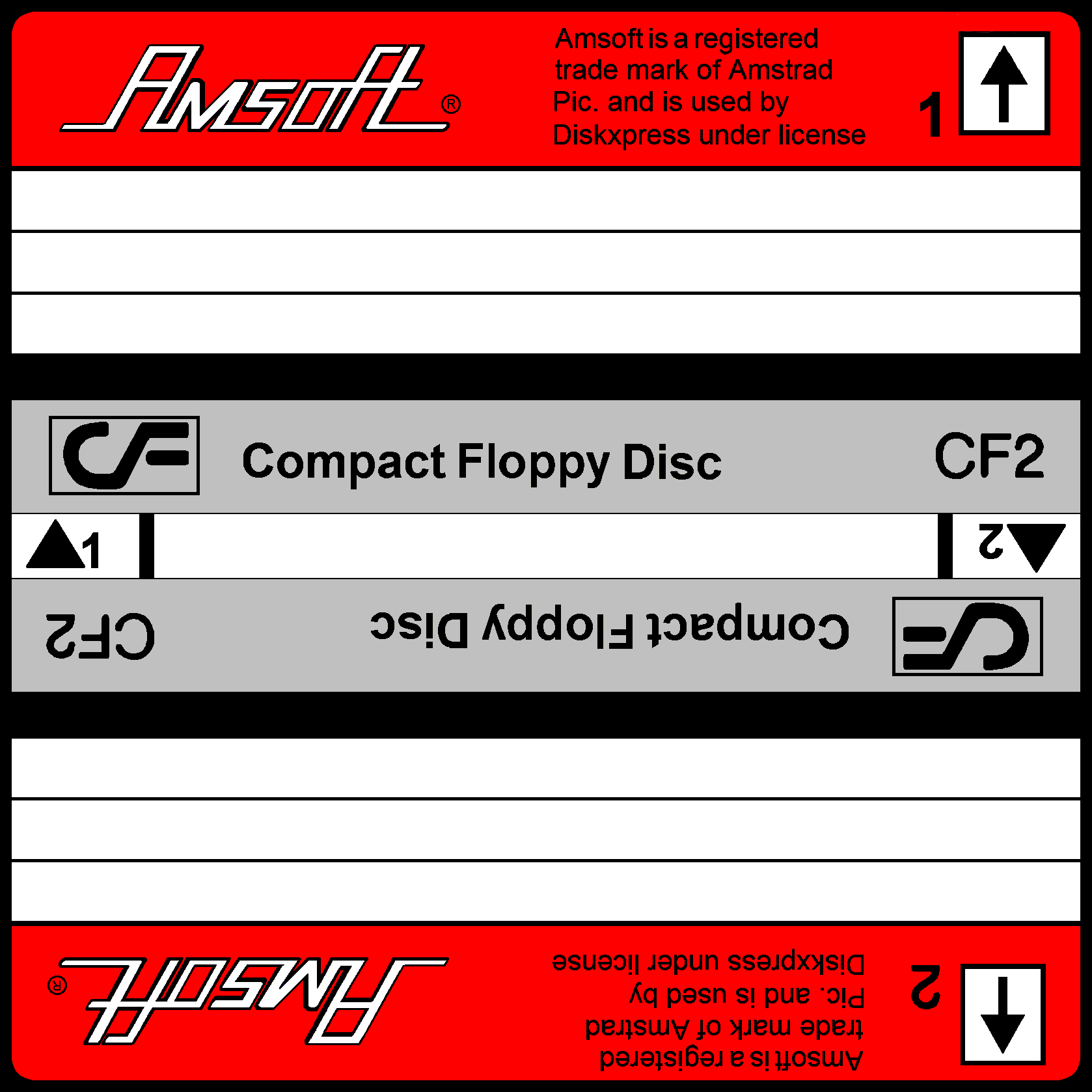 Amsoft 3 inch disk label