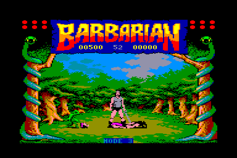screenshot of Amstrad CPC game Barbarian