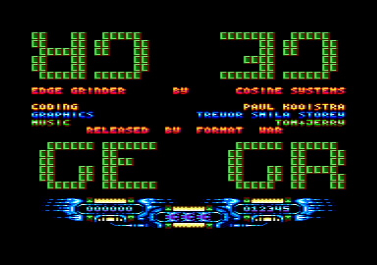 menu screen of the Amstrad CPC game Edge Grinder