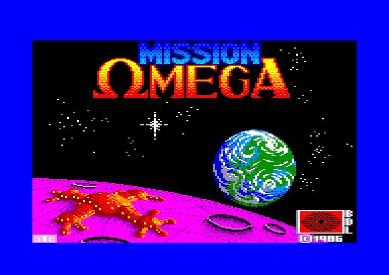 loading screen of the Amstrad CPC game Mission OMEGA Mindgames (1986)