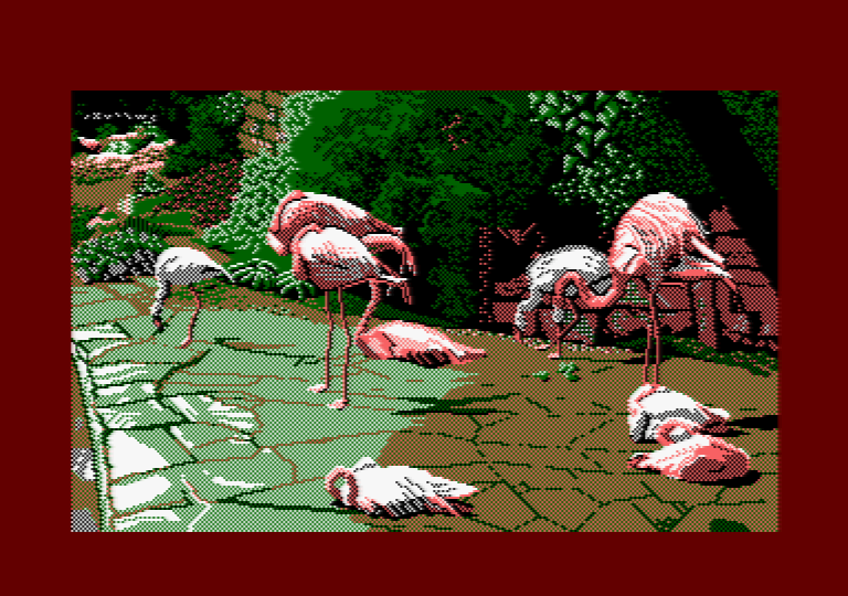 Flamingo by Jill Lawson, mode 1 picture on an Amstrad CPC