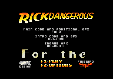 menu screen of Rick Dangerous 128+