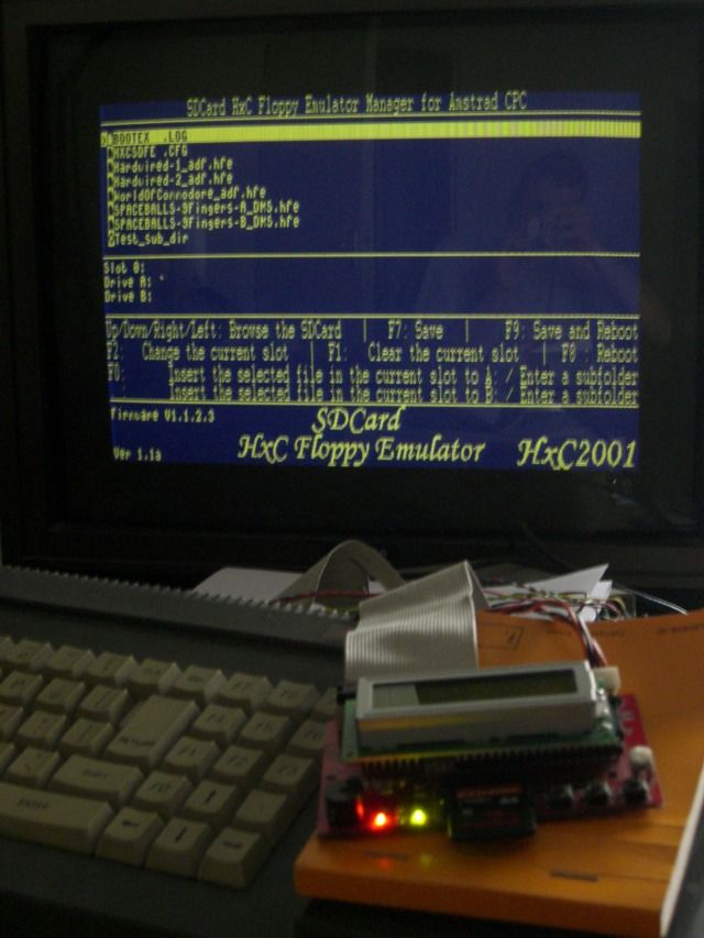 choosing a disk image directly on the Amstrad CPC with a SDCard HxC emulator