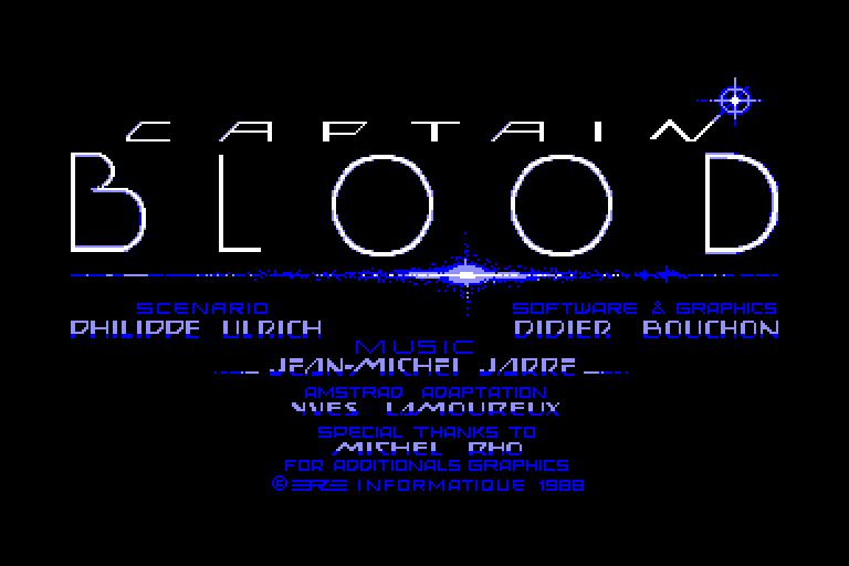 loading screen of the Captain Blood Amstrad CPC game