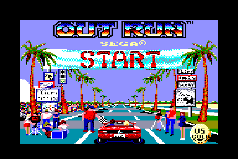 loading screen of the Outrun Amstrad CPC game