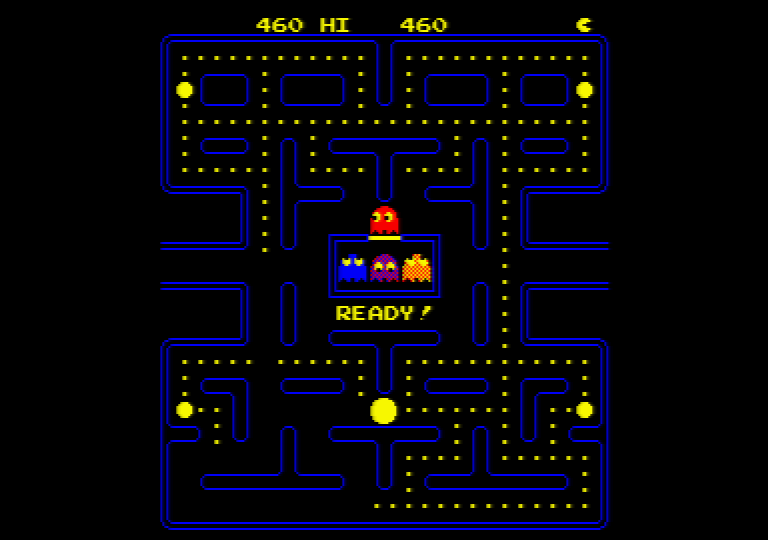 le jeu d'arcade Pac-Man fonctionnant sur Amstrad CPC
